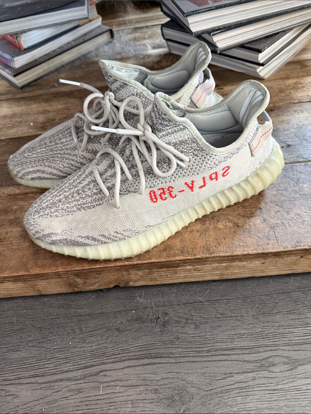 adidas Kids Light Grey Knit Sneakers with Red Accent